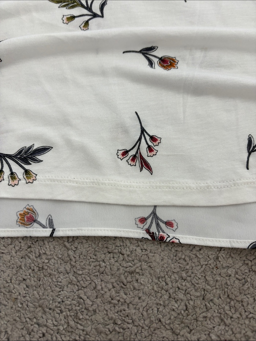 LOFT White Floral Button-Front Ruffle Blouse - Picture 6 of 8
